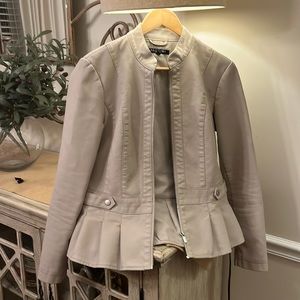 Never worn Baccini jacket - 100% polyurethane- cream leather look and feel